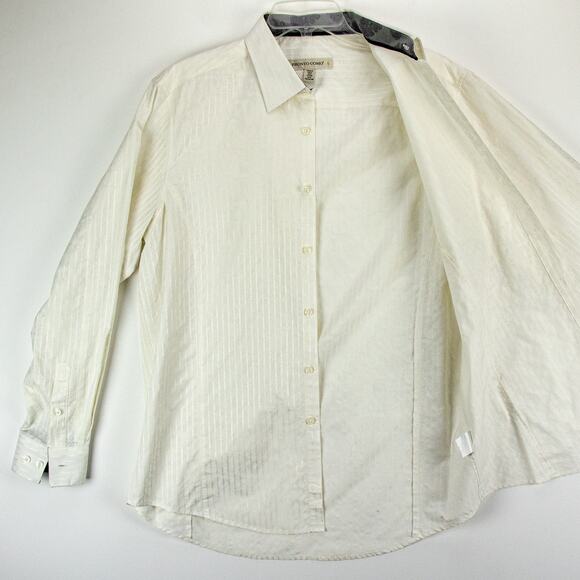 Pronto Uomo Striped Paisley Shirt Men's Large Button-Up White on White - Picture 7 of 11
